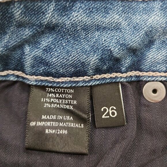 Parker Smith Skinny Jeans Womens 26 Blue Mid Rise Light Wash Distressed Stretch - Picture 12 of 12